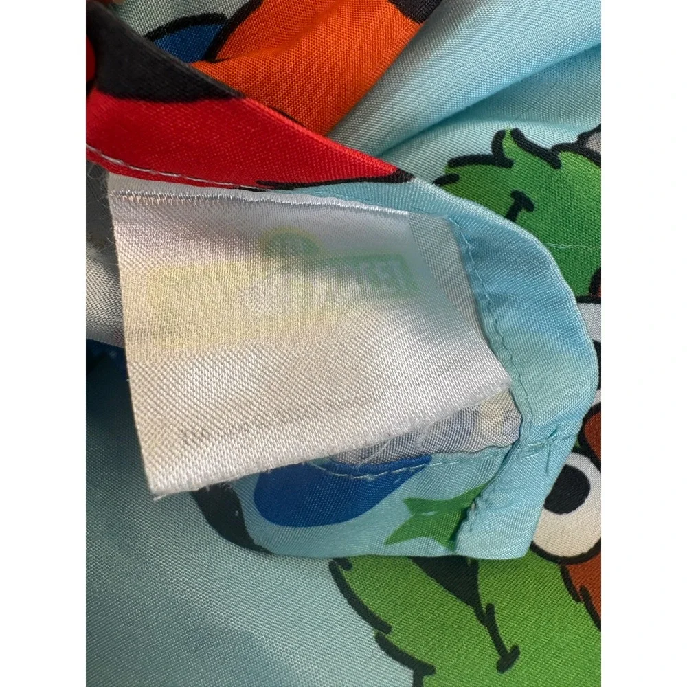 Sesame Street Twin Top Flat Sheet Elmo Cookie Monster Big Bird Blue Flat Bed